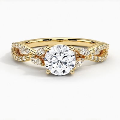 Luxe Willow डायमंड एंगेजमेंट रिंग (1/4 Ct. ट्व.) 9K गोल्ड के साथ 0.75 कैरेट राउंड डायमंड के साथ