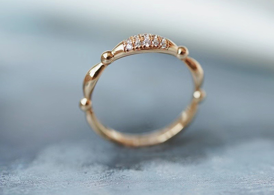 शादी के लिए 14K रोज गोल्ड रियल डायमंड ज्वैलरी रिंग Dainty OEM ODM