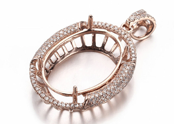 ओवल शेप सेमी माउंट ज्वेलरी पेंडेंट 10×14mm 2.7g वेट प्रोंग सेटिंग टाइप: