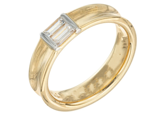 0.58ct 6x4MM सॉलिटेयर स्टोन 14K सॉलिड गोल्ड ज्वैलरी डायमंड वेडिंग रिंग