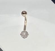 रियल डायमंड 16g बॉडी ज्वेलरी के साथ सॉलिड 14k गोल्ड बेली बटन रिंग