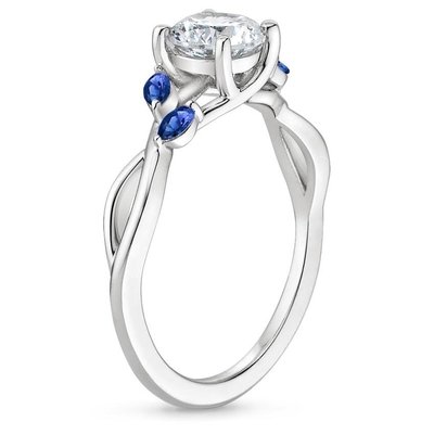 Marquise Cut Blue Moissanite वेडिंग रिंग 18K व्हाइट गोल्ड लैब ग्रोन डायमंड वूमेन ज्वेलरी के साथ