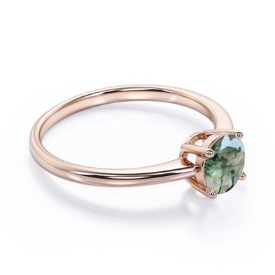 Gem's Beauty क्रिसमस गिफ्ट उसके 0.63CT स्क्वायर शेप नेचुरल मॉस एगेट के लिए 925 स्टर्लिंग में स्टोन एंगेजमेंट रिंग