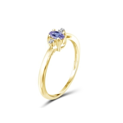 0.25 कैरेट Tanzanite 0.925 व्हाइट डायमंड एक्सेंट के साथ स्टर्लिंग सिल्वर रिंग ज्वेलरी