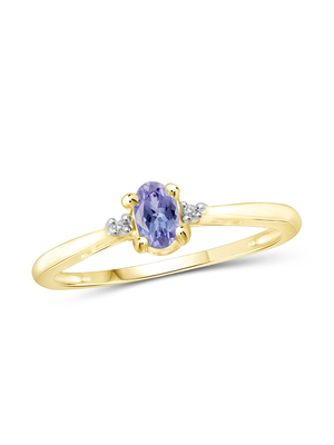 0.25 कैरेट Tanzanite 0.925 व्हाइट डायमंड एक्सेंट के साथ स्टर्लिंग सिल्वर रिंग ज्वेलरी