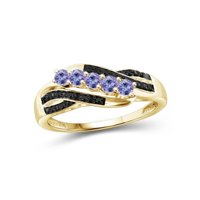 1 कैरेट Tanzanite और एक्सेंट व्हाइट डायमंड स्टर्लिंग सिल्वर सगाई की अंगूठी
