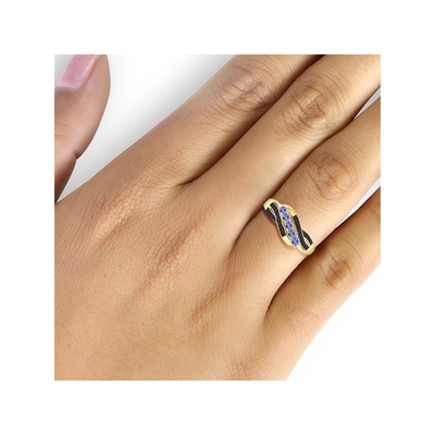 1 कैरेट Tanzanite और एक्सेंट व्हाइट डायमंड स्टर्लिंग सिल्वर सगाई की अंगूठी
