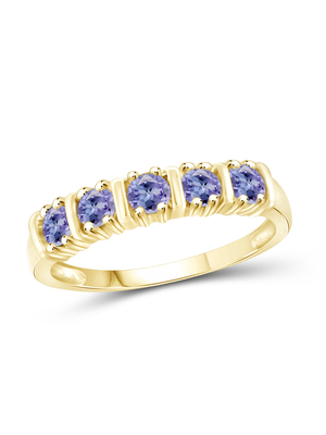 1 कैरेट Tanzanite और एक्सेंट व्हाइट डायमंड स्टर्लिंग सिल्वर सगाई की अंगूठी