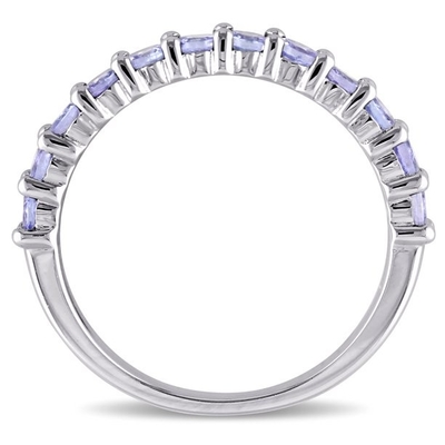 मियाबेला महिला 4/5 कैरेट टी.जी.डब्ल्यू. Tanzanite स्टर्लिंग सिल्वर सेमी-इटरनिटी एंगेजमेंट रिंग