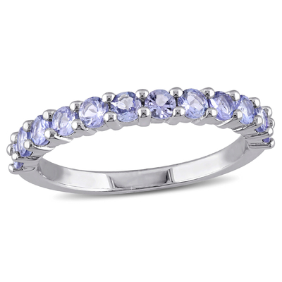मियाबेला महिला 4/5 कैरेट टी.जी.डब्ल्यू. Tanzanite स्टर्लिंग सिल्वर सेमी-इटरनिटी एंगेजमेंट रिंग