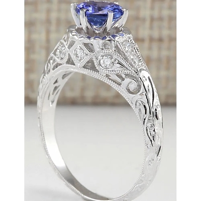 स्टर्लिंग सिल्वर में प्राकृतिक नकली Tanzanite अंगूठी - कलात्मक वैकल्पिक सगाई की अंगूठी - हस्तनिर्मित शादी की अंगूठी