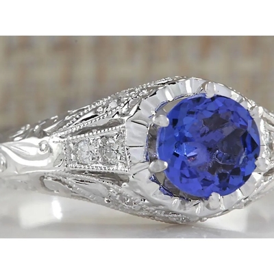 स्टर्लिंग सिल्वर में प्राकृतिक नकली Tanzanite अंगूठी - कलात्मक वैकल्पिक सगाई की अंगूठी - हस्तनिर्मित शादी की अंगूठी