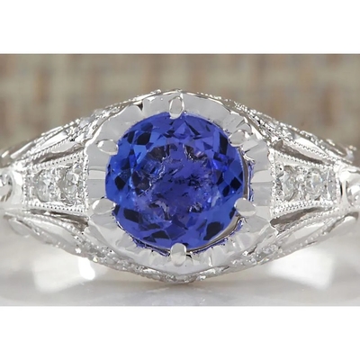 स्टर्लिंग सिल्वर में प्राकृतिक नकली Tanzanite अंगूठी - कलात्मक वैकल्पिक सगाई की अंगूठी - हस्तनिर्मित शादी की अंगूठी