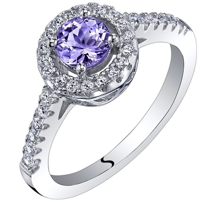 स्टर्लिंग सिल्वर में 1ct आयताकार Tanzanite ऑक्टागन रिंग- सिल्वर पर 18K व्हाइट गोल्ड प्लेटिंग