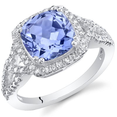 स्टर्लिंग सिल्वर में 1ct आयताकार Tanzanite ऑक्टागन रिंग- सिल्वर पर 18K व्हाइट गोल्ड प्लेटिंग
