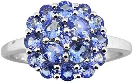 Tanzanite &amp; व्हाइट लैब-निर्मित नीलम बॉक्सिंग सेट स्टर्लिंग सिल्वर