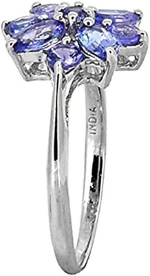 Tanzanite &amp; व्हाइट लैब-निर्मित नीलम बॉक्सिंग सेट स्टर्लिंग सिल्वर
