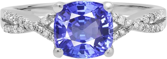 Tanzanite &amp; व्हाइट लैब-निर्मित नीलम बॉक्सिंग सेट स्टर्लिंग सिल्वर