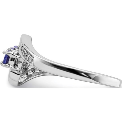 हीरे के साथ 14k व्हाइट गोल्ड ओवल असली प्राकृतिक Tanzanite अंगूठी
