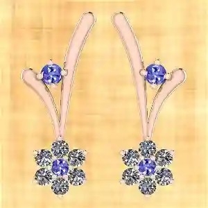 1.57 Ctw I2/I3 प्राकृतिक Tanzanite और हीरा 14K गुलाब सोने की बालियां