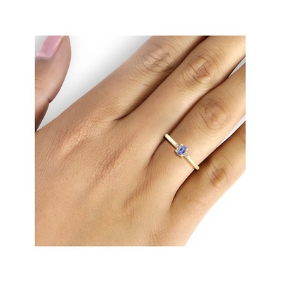 Tanzanite 0.06CTW डायमंड रोप एंगेजमेंट रिंग 14 कैरेट येलो गोल्ड में