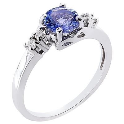 कैरेट Tanzanite 0.925 स्टर्लिंग चांदी की अंगूठी सफेद हीरे की एक्सेंट के साथ आभूषण