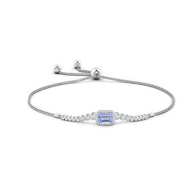 एडजस्टेबल ANGARA नेचुरल Tanzanite ब्रेसलेट महिलाओं लड़कियों के लिए 14K व्हाइट गोल्ड