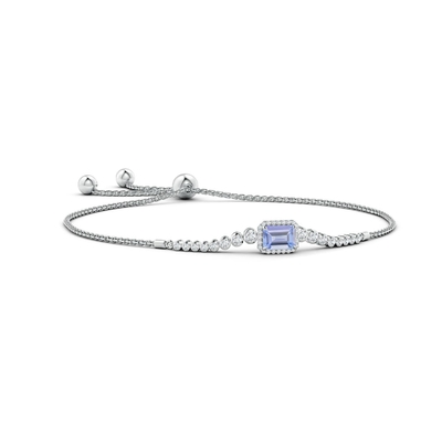 एडजस्टेबल ANGARA नेचुरल Tanzanite ब्रेसलेट महिलाओं लड़कियों के लिए 14K व्हाइट गोल्ड