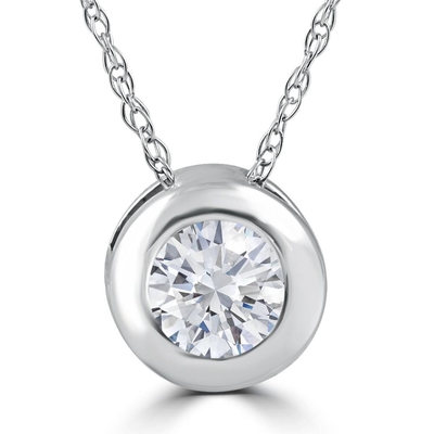 1/5ct राउंड डायमंड सॉलिटेयर पेंडेंट नेकलेस 14K व्हाइट गोल्ड