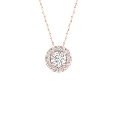 1/5ct राउंड डायमंड सॉलिटेयर पेंडेंट नेकलेस 14K व्हाइट गोल्ड