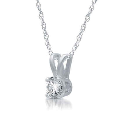 1/5ct राउंड डायमंड सॉलिटेयर पेंडेंट नेकलेस 14K व्हाइट गोल्ड