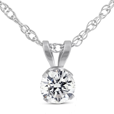 1/5ct राउंड डायमंड सॉलिटेयर पेंडेंट नेकलेस 14K व्हाइट गोल्ड
