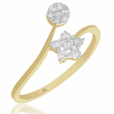 0.20 CTS डायमंड रिंग-9K व्हाइट गोल्ड-स्टार शेप एंगेजमेंट रिंग