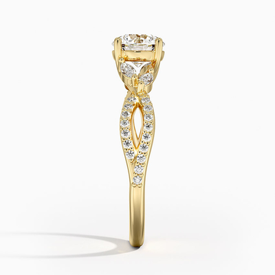 Luxe Willow डायमंड एंगेजमेंट रिंग (1/4 Ct. ट्व.) 9K गोल्ड के साथ 0.75 कैरेट राउंड डायमंड के साथ