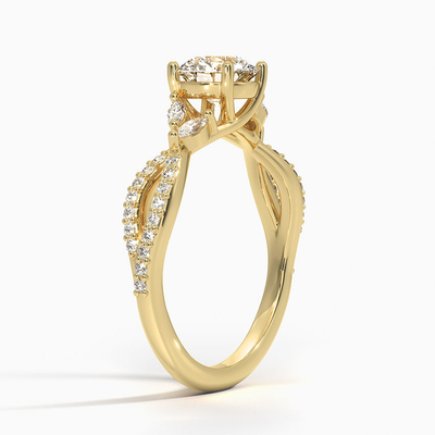 Luxe Willow डायमंड एंगेजमेंट रिंग (1/4 Ct. ट्व.) 9K गोल्ड के साथ 0.75 कैरेट राउंड डायमंड के साथ