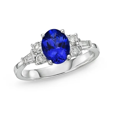 925 स्टर्लिंग सिल्वर थोक Tanzanite अँगूठी ओवल कट ब्लू स्टोन Tanzanite शादी सगाई की अंगूठी