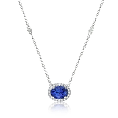 925 स्टर्लिंग सिल्वर ब्लू Tanzanite CZ आभूषण दिसम्बर जन्म रत्न हार Tanzanite स्टोन आभूषण हार