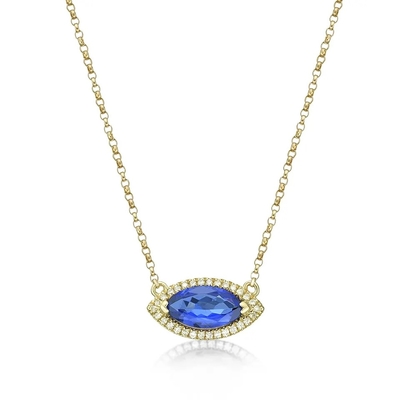 925 स्टर्लिंग सिल्वर ब्लू Tanzanite CZ आभूषण दिसम्बर जन्म रत्न हार Tanzanite स्टोन आभूषण हार