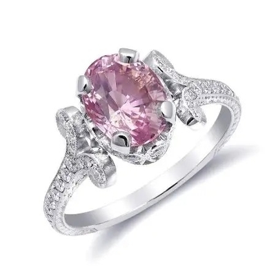 2.11 कैरेट S925 स्टर्लिंग सिल्वर प्राकृतिक गुलाबी नीलम Cz अंगूठी Moissanite सगाई
