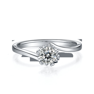 Lady 9k राउंड 7.5mm Moissanite Open Fashion Grandeur Jewellery सिल्वर रिंग