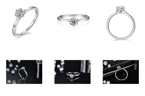चांदी की महिलाओं की अंगूठी के साथ 0.5ct आकार की हेक्सागोनल लैब डायमंड ज्वेलरी
