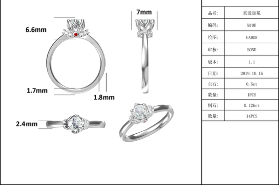 अनोखा फूल शैली सफेद सोना चढ़ाया हुआ अंगूठी कस्टम Moissanite अंगूठी सगाई महिलाओं के आभूषण