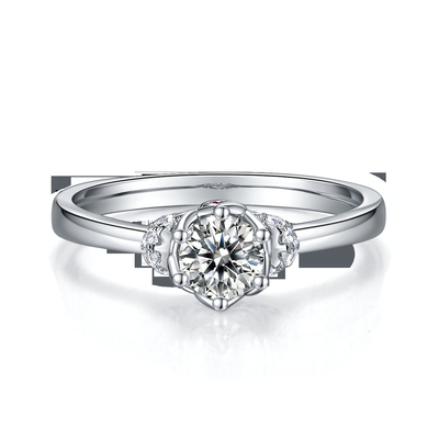 अनोखा फूल शैली सफेद सोना चढ़ाया हुआ अंगूठी कस्टम Moissanite अंगूठी सगाई महिलाओं के आभूषण