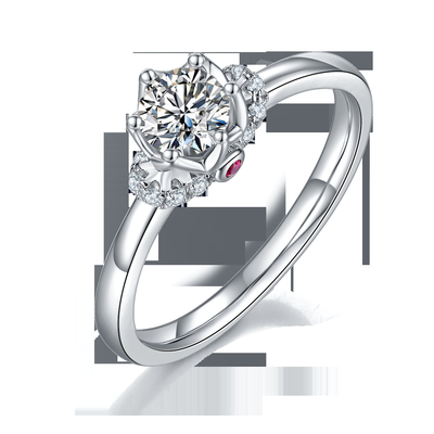 अनोखा फूल शैली सफेद सोना चढ़ाया हुआ अंगूठी कस्टम Moissanite अंगूठी सगाई महिलाओं के आभूषण