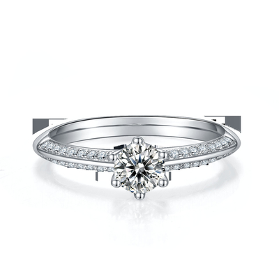 सफेद Moissanite और नीलम Platineve हीरे के आभूषण सगाई महिलाओं की अंगूठी