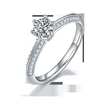 सफेद Moissanite और नीलम Platineve हीरे के आभूषण सगाई महिलाओं की अंगूठी