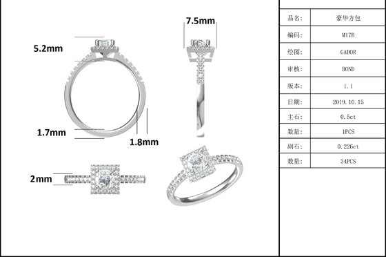 महिलाओं की अंगूठी के लिए सफेद भव्यता कस्टम स्क्वायर डिजाइन Moissanite हीरे प्रशस्त सगाई