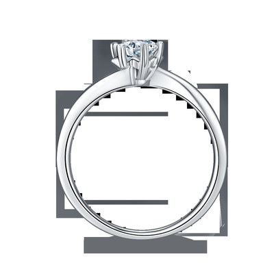 Lady 9k राउंड 7.5mm Moissanite सिल्वर रिंग ओपन फैशन ग्रैंड्योर ज्वेलरी