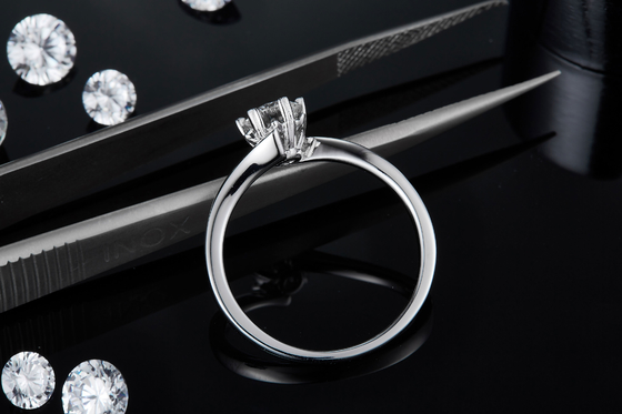 Lady 9k राउंड 7.5mm Moissanite सिल्वर रिंग ओपन फैशन ग्रैंड्योर ज्वेलरी