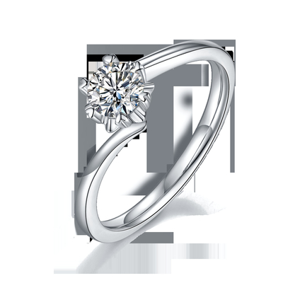 Lady 9k राउंड 7.5mm Moissanite सिल्वर रिंग ओपन फैशन ग्रैंड्योर ज्वेलरी